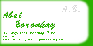 abel boronkay business card